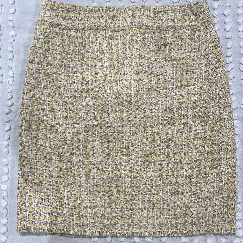 Ann Taylor Cream Pencil Mini Skirt for Work